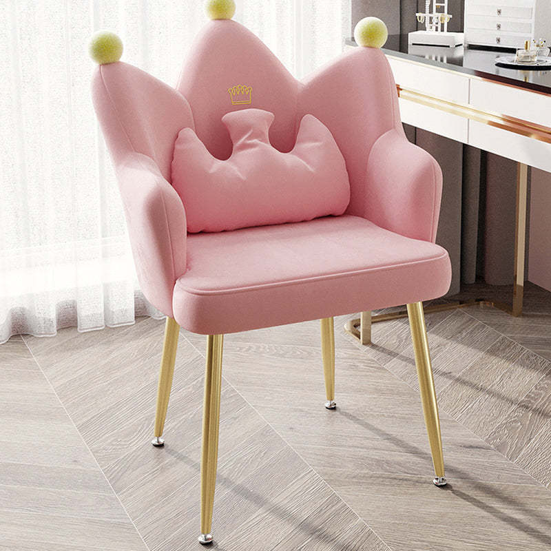 Nordic Crown Flannel Iron Spinning-Leg Accent Chair — C / Beige