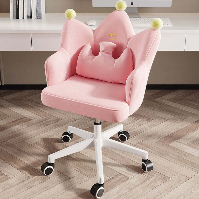Nordic Crown Flannel Iron Spinning-Leg Accent Chair — C / Pink
