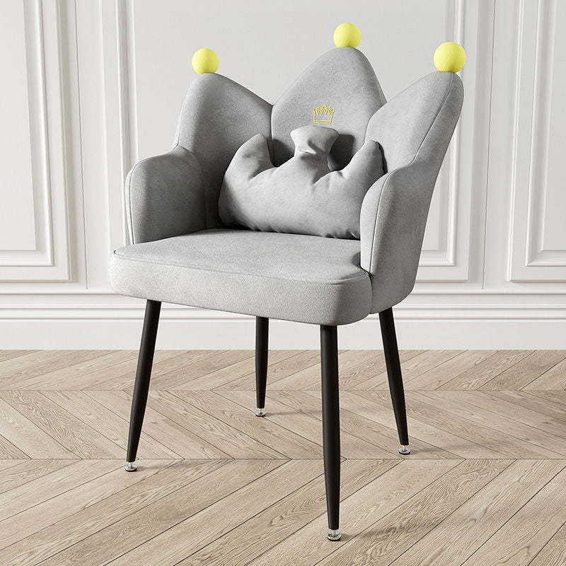 Nordic Crown Flannel Iron Spinning-Leg Accent Chair