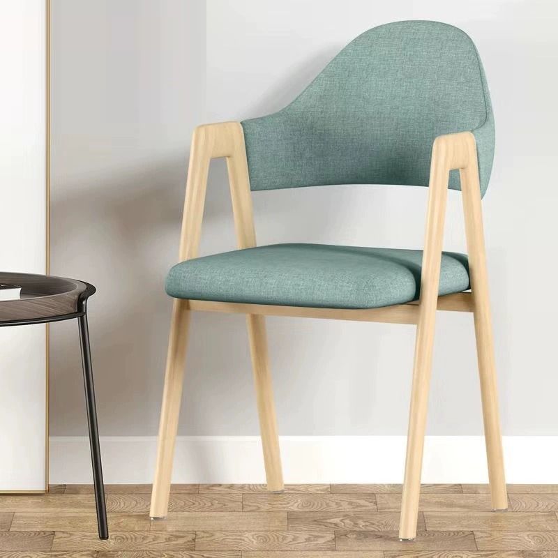 Curved Pana Leather Linen Dining Chair