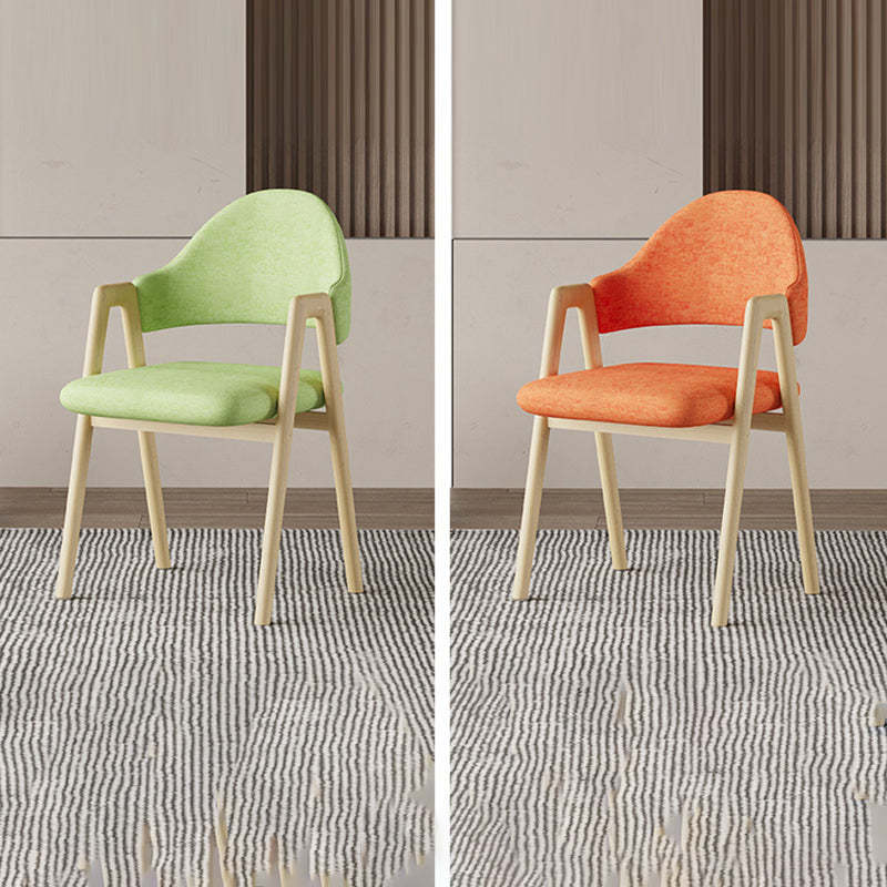 Curved Pana Leather Linen Dining Chair