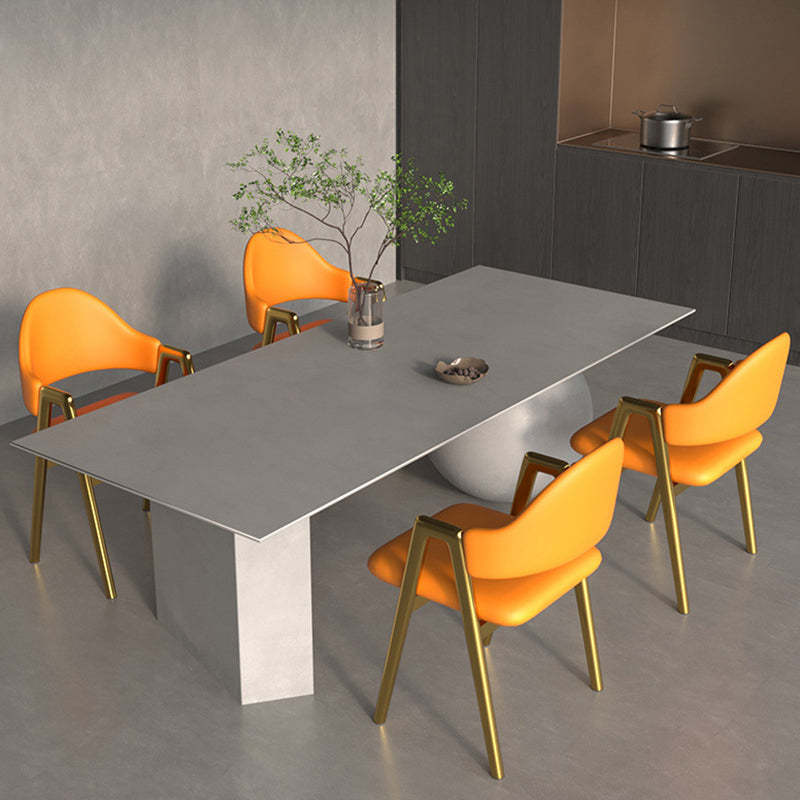 Luxury curved pana gray dining chairs & benches in leather linen metal