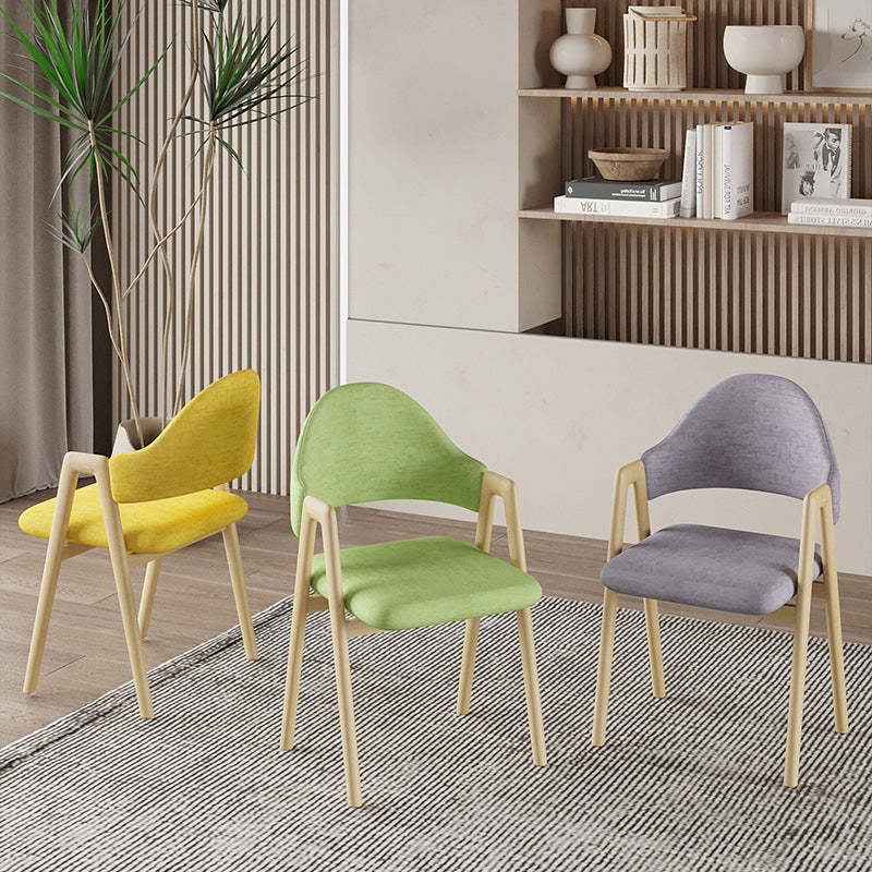 Curved Pana Leather Linen Dining Chair