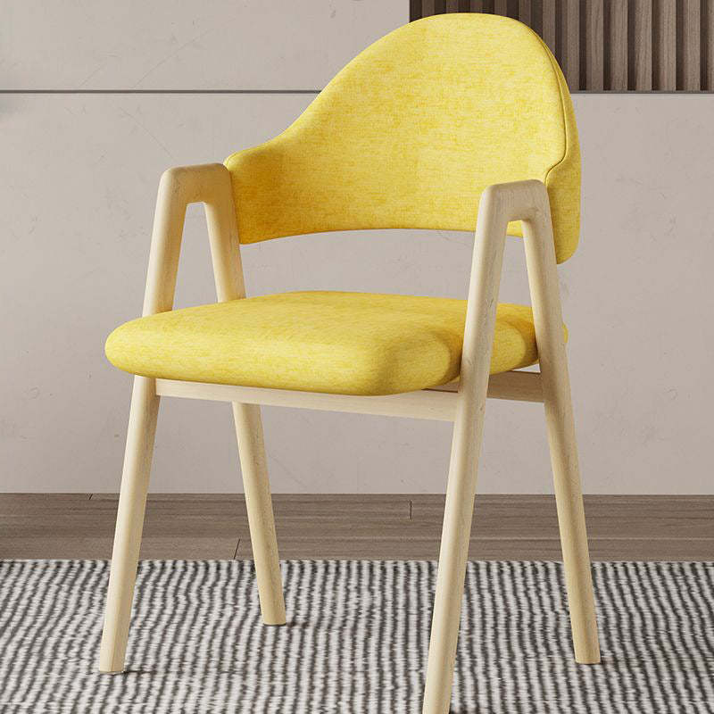 Curved Pana Leather Linen Dining Chair