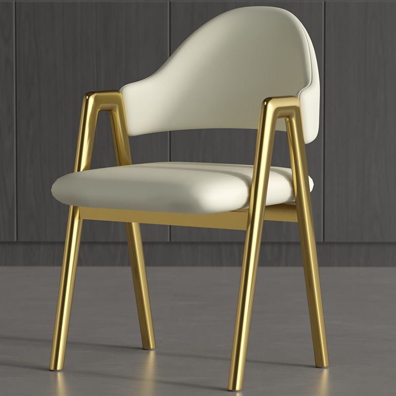 Curved Pana Leather Linen Dining Chair