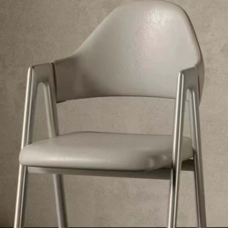Curved Pana Leather Linen Dining Chair