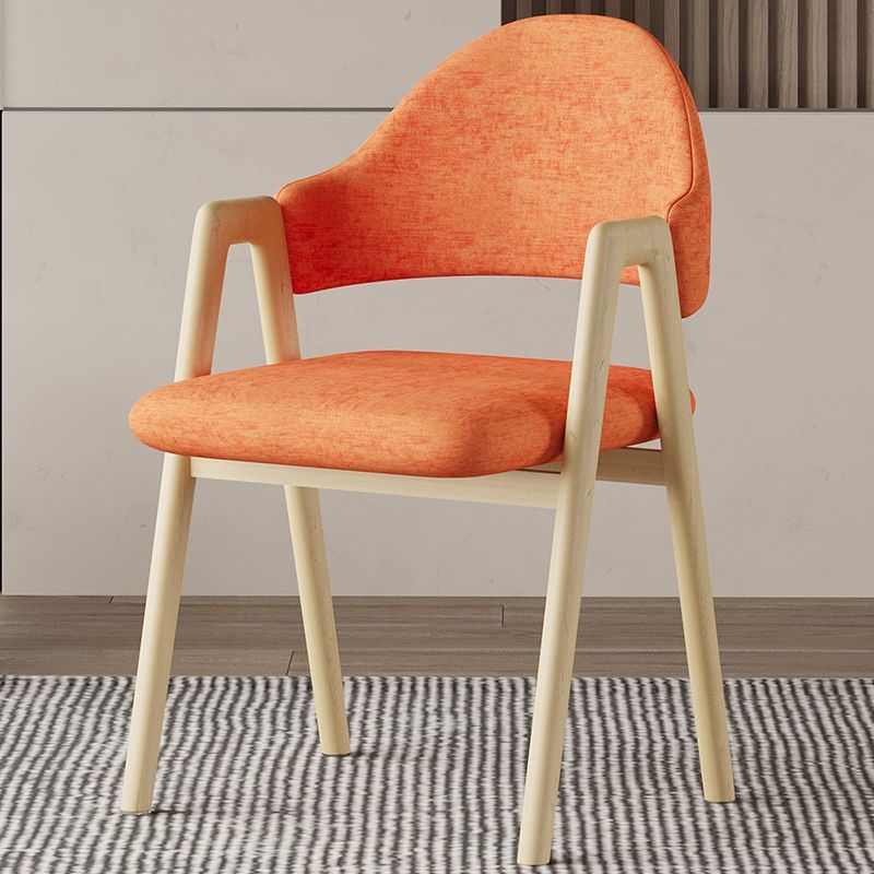 Curved Pana Leather Linen Dining Chair — Gray Leather - Gold Legs