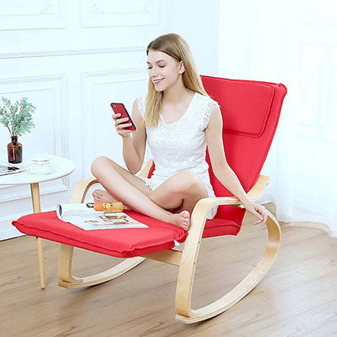 Modern Adjustable Linen Wood Rocking Recliner
