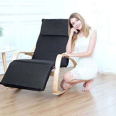 Modern Adjustable Linen Wood Rocking Recliner