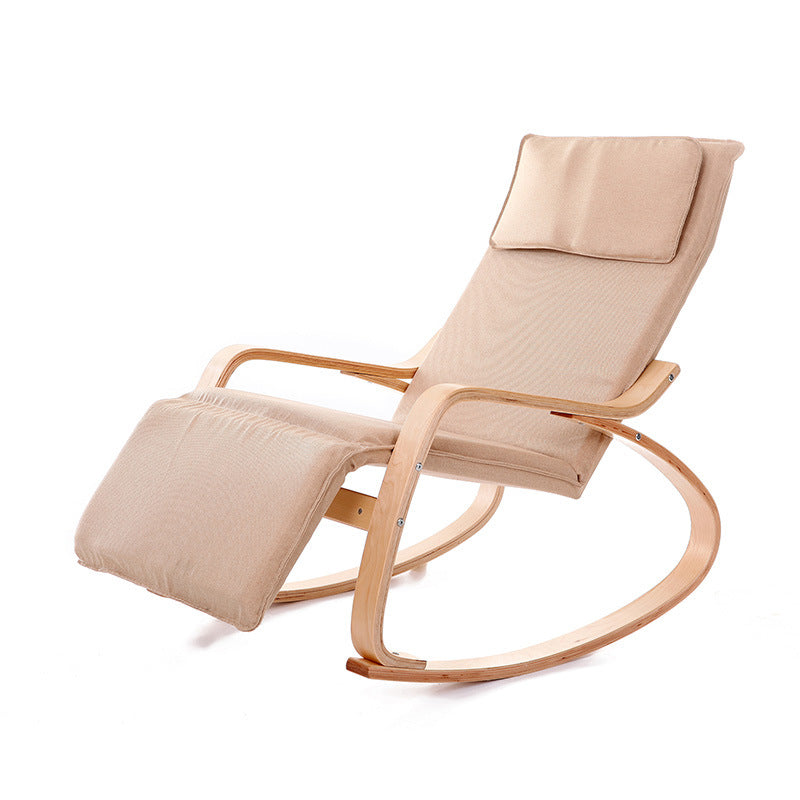Modern Adjustable Linen Wood Rocking Recliner — Fruit Green