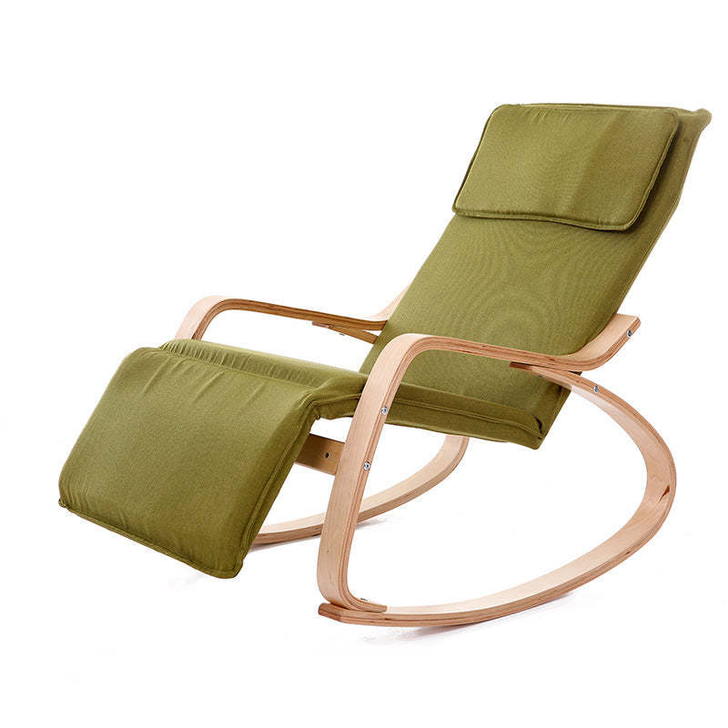Modern Adjustable Linen Wood Rocking Recliner — Black