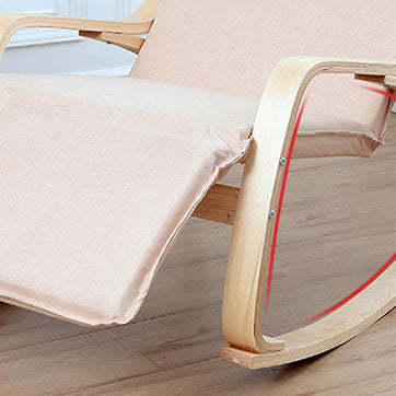 Modern Adjustable Linen Wood Rocking Recliner — Red