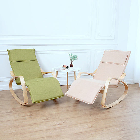 Modern Adjustable Linen Wood Rocking Recliner