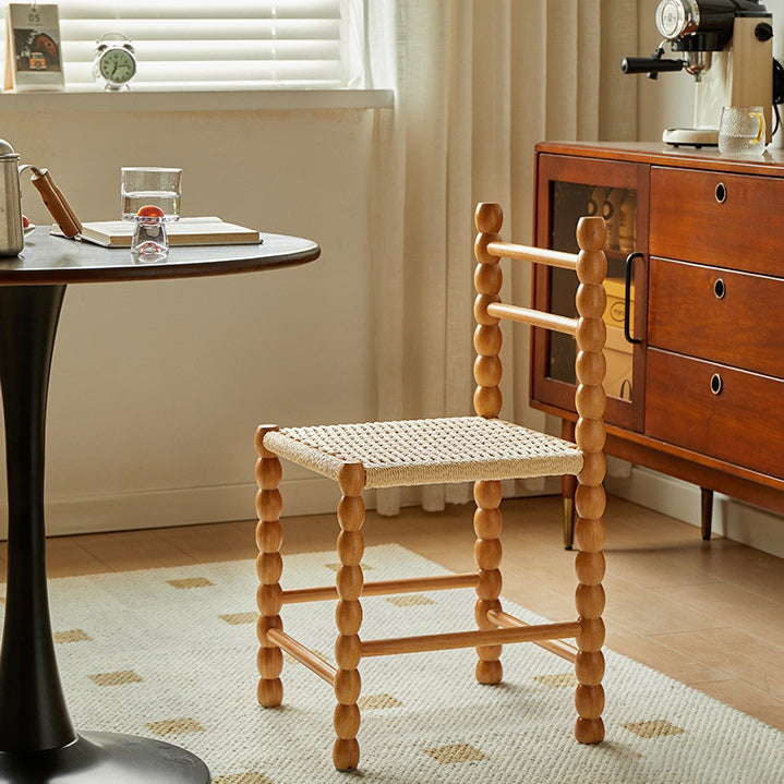 Vintage Ladder Back Rubberwood Dining Chair — Cherry Wood Color