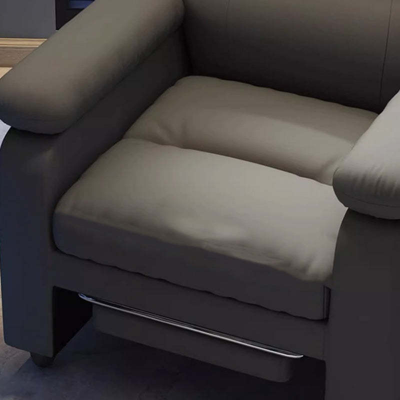 Scandinavian Wood Antifouling Leather Storage Accent Chair — With Footrest & With Swivel / Black