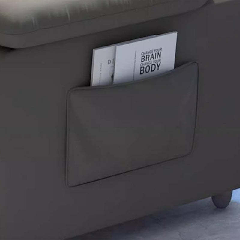 Scandinavian Wood Antifouling Leather Storage Accent Chair — With Footrest & With Swivel / White