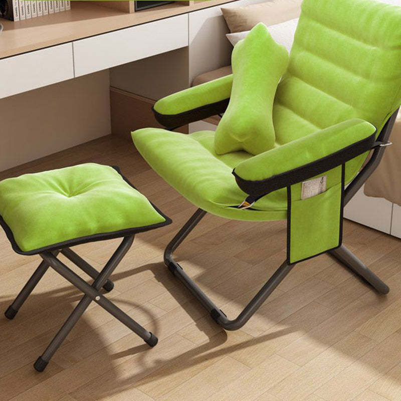 Scandinavian Iron Curved Foldable Recliner — With Storage Bag & With Footrest / Red