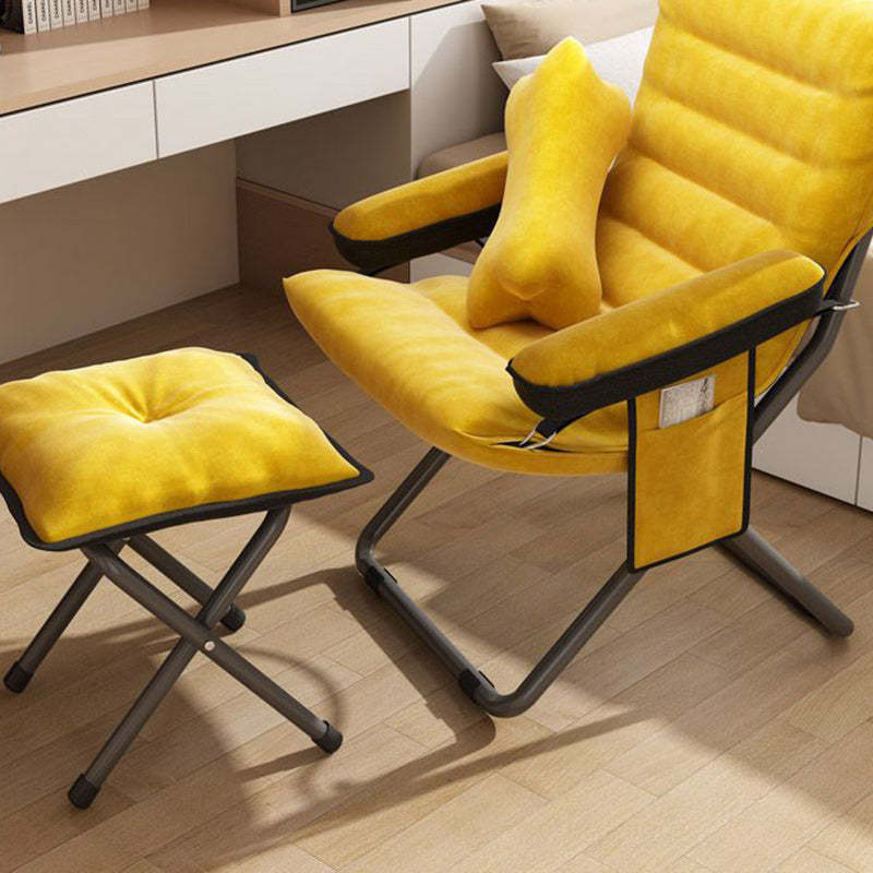 Scandinavian Iron Curved Foldable Recliner — With Storage Bag & With Footrest & With Pillow / Blue