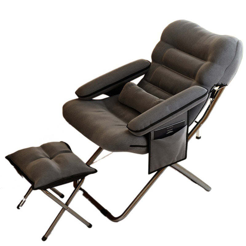Scandinavian Iron Curved Foldable Recliner — With Storage Bag & With Footrest & With Pillow / Red
