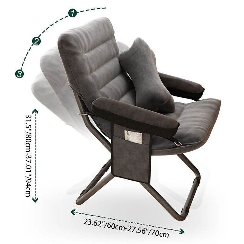 Scandinavian Iron Curved Foldable Recliner — With Storage Bag / Green