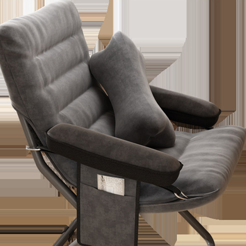 Scandinavian Iron Curved Foldable Recliner — With Storage Bag & With Pillow / Dark Blue