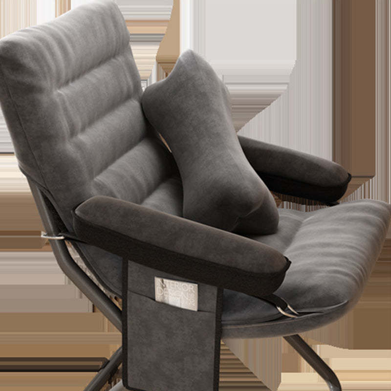 Scandinavian Iron Curved Foldable Recliner — With Storage Bag & With Pillow / Dark Blue