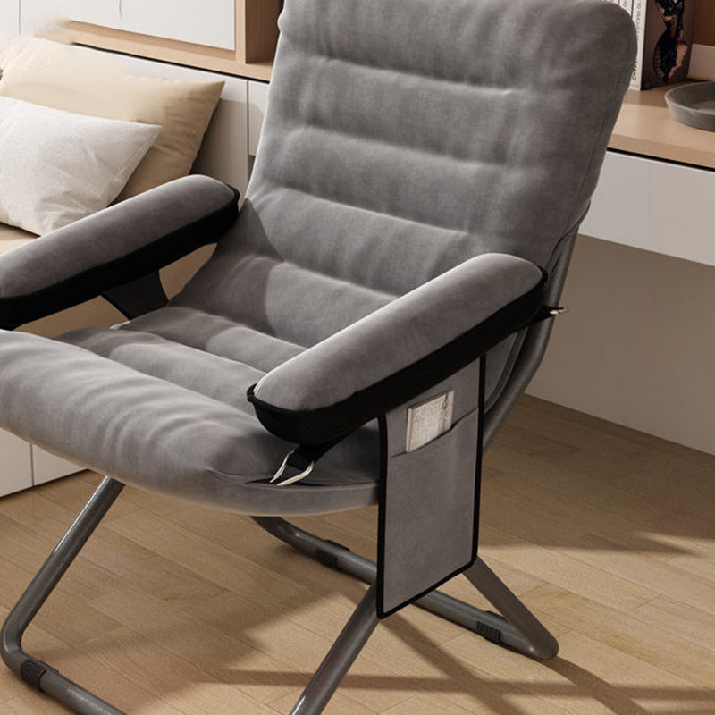 Scandinavian Iron Curved Foldable Recliner — With Storage Bag & With Footrest & With Pillow / Orange