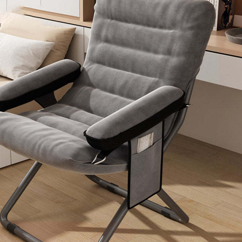Scandinavian Iron Curved Foldable Recliner — With Storage Bag & With Footrest & With Pillow / Orange