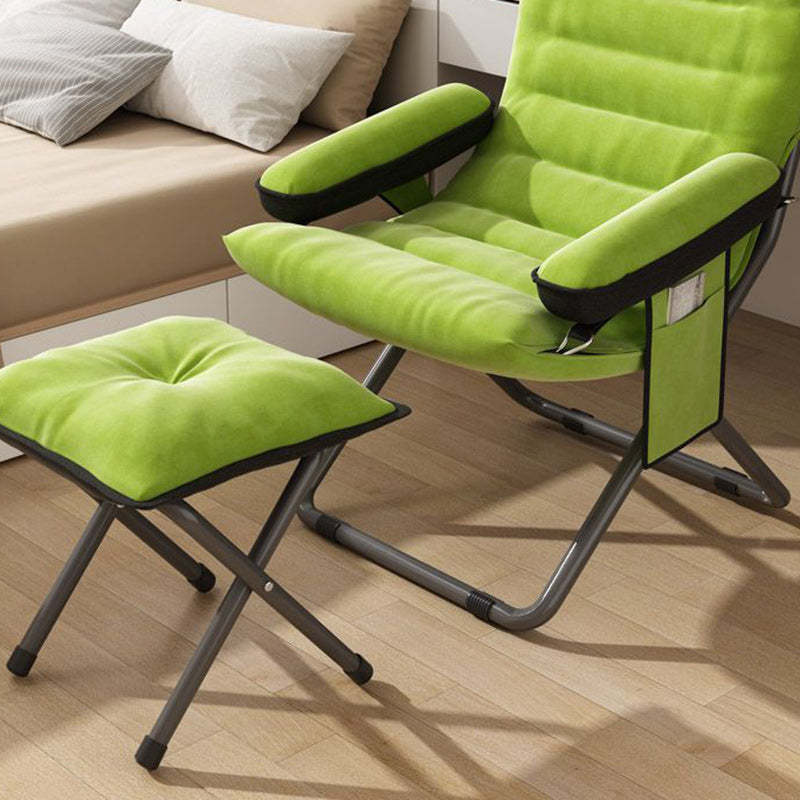 Scandinavian Iron Curved Foldable Recliner — With Storage Bag & With Pillow / Red