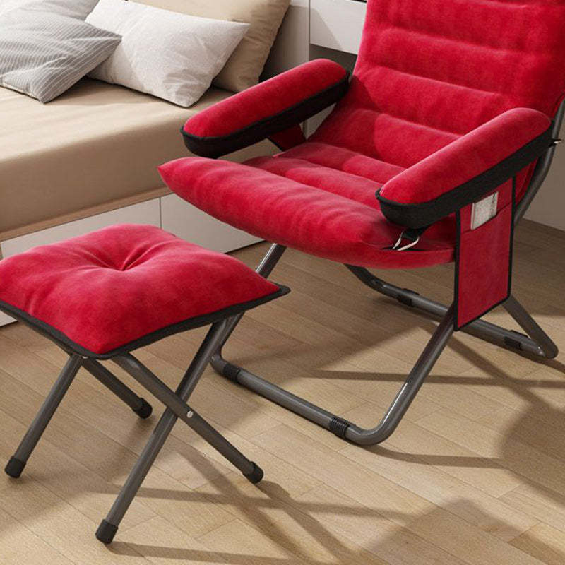 Scandinavian Iron Curved Foldable Recliner — With Storage Bag & With Footrest / Brown