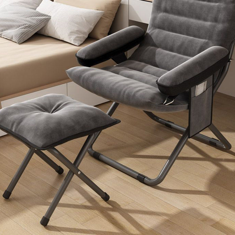 Scandinavian Iron Curved Foldable Recliner — With Storage Bag & With Footrest / Blue