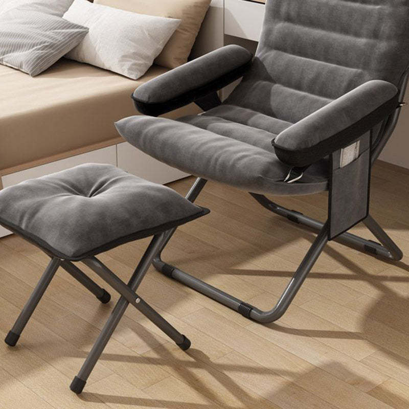 Scandinavian Iron Curved Foldable Recliner — With Storage Bag & With Footrest / Blue