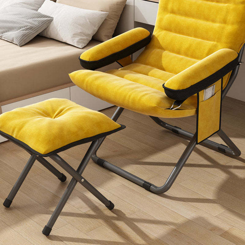 Scandinavian Iron Curved Foldable Recliner — With Storage Bag & With Footrest / Dark Blue