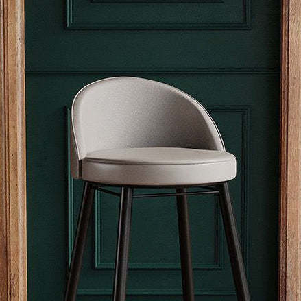 Nordic Iron Curved Low-Back Bar Stool — Gray
