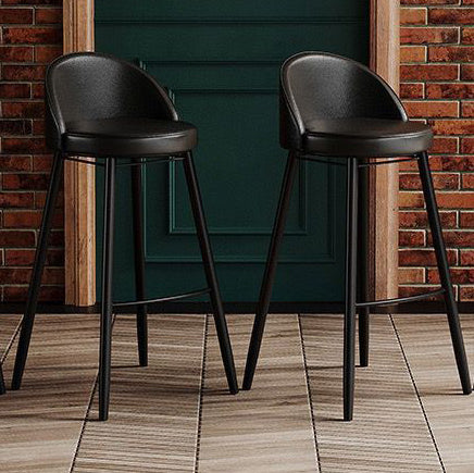 Nordic Iron Curved Low-Back Bar Stool — Black
