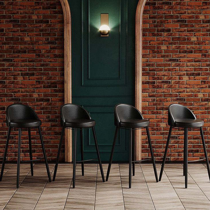 Nordic Iron Curved Low-Back Bar Stool