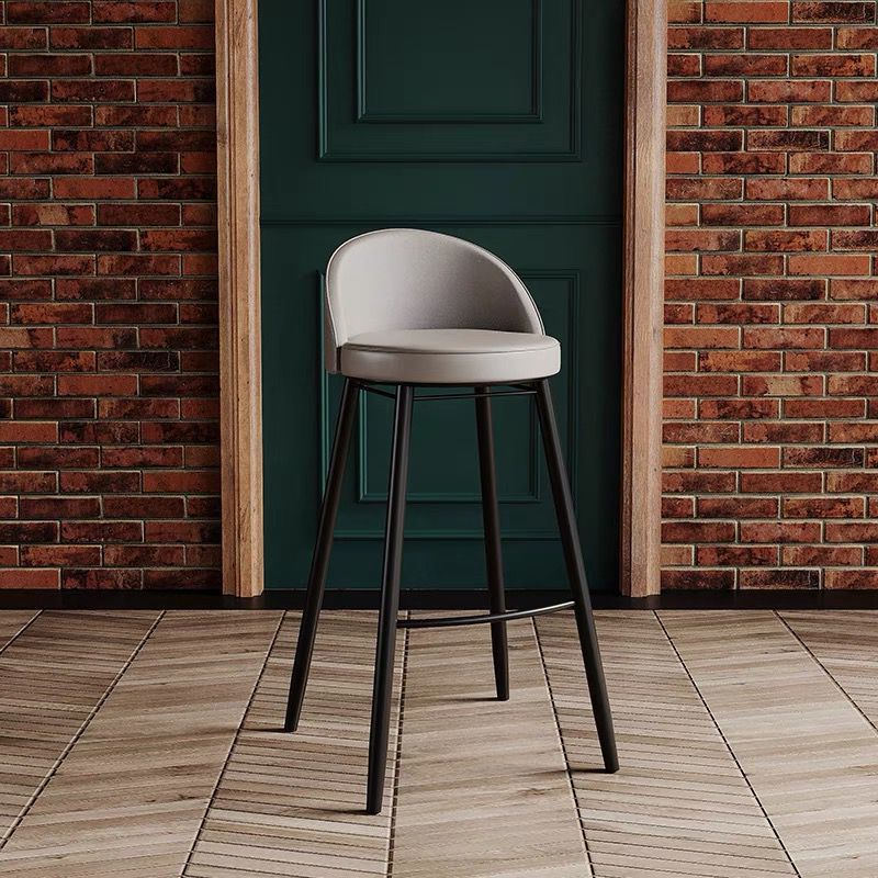 Nordic Iron Curved Low-Back Bar Stool
