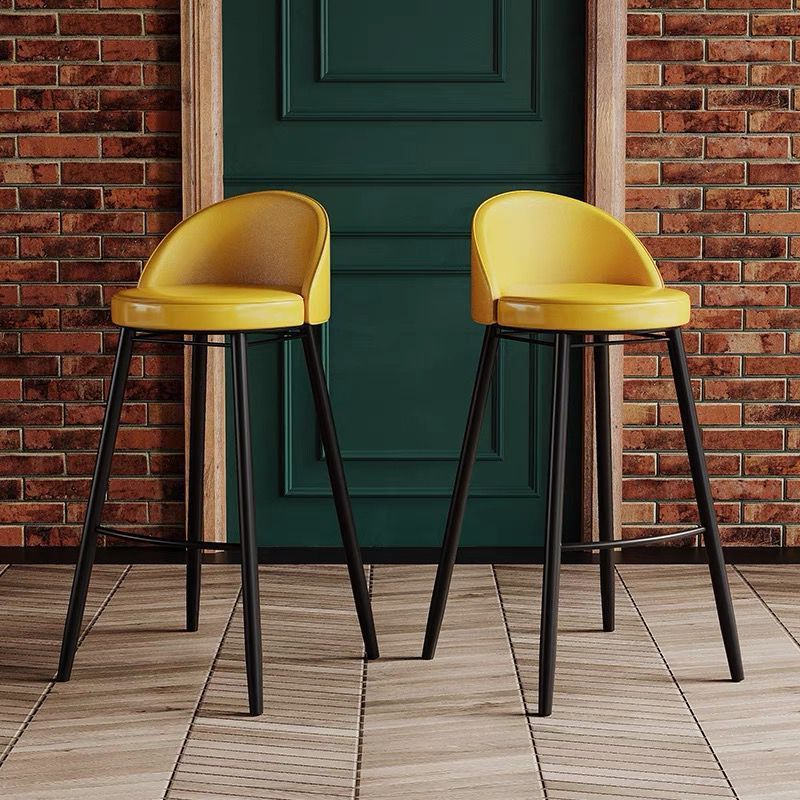 Nordic Iron Curved Low-Back Bar Stool
