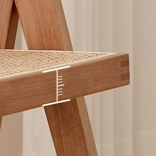 Retro Wood Rattan Bar Stool — Rattan / Cherry Color
