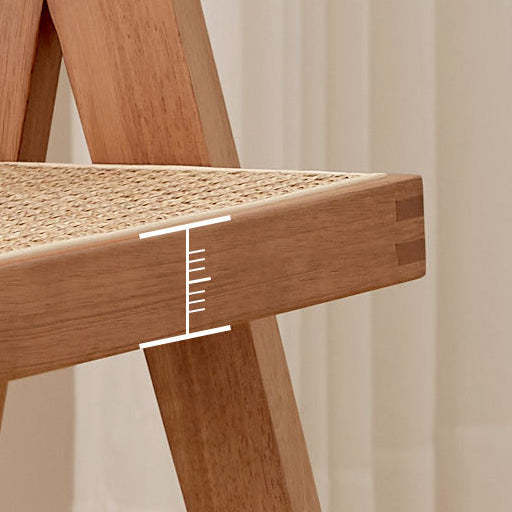 Retro Wood Rattan Bar Stool — Rattan / Cherry Color