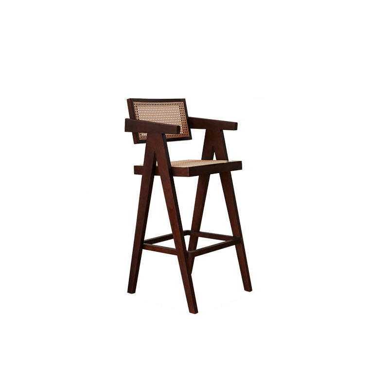 Retro wood rattan wood fabric bar & counter stools