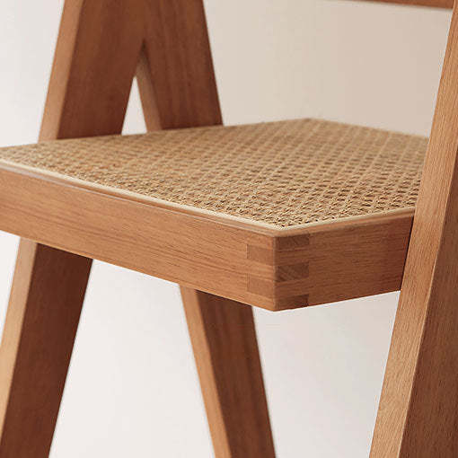 Retro Wood Rattan Bar Stool — Rattan / Wood Color