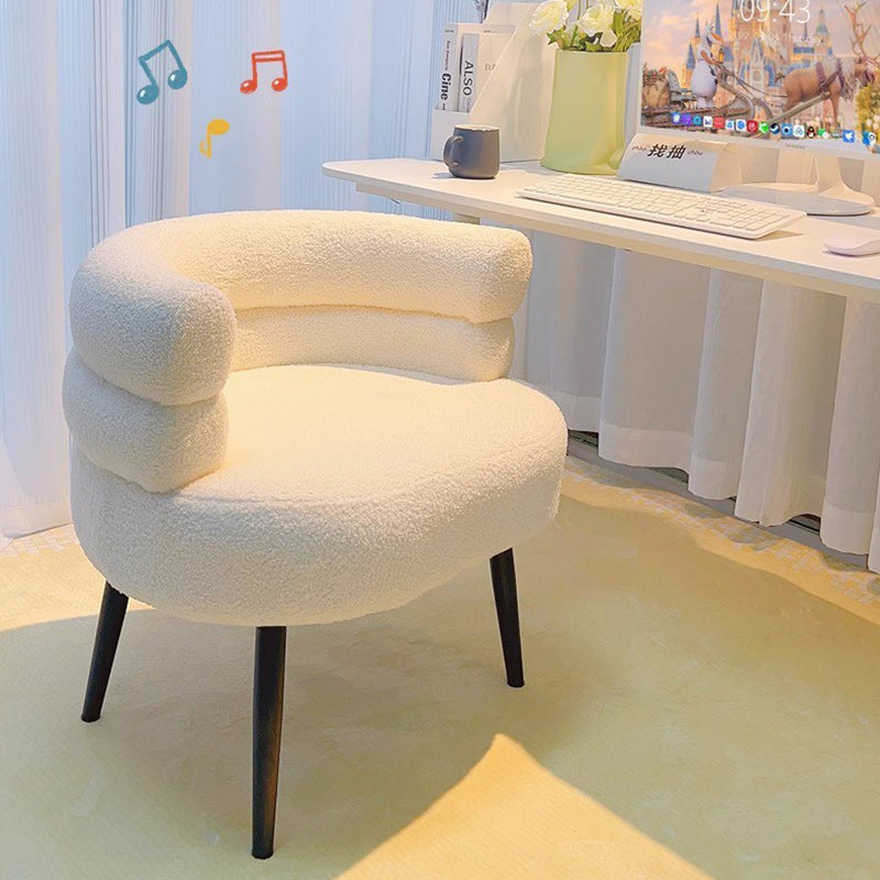 Modern Curved Lambswool Steel Accent Chair