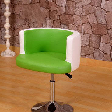 Scandinavian PU Leather Vanity Stool — Light Green + White