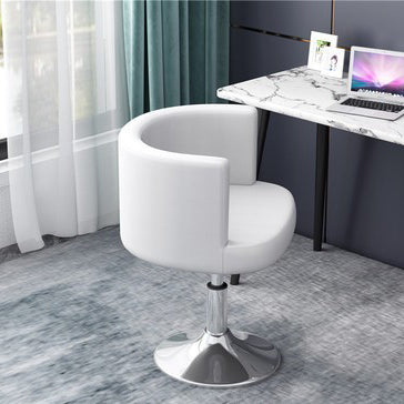 Scandinavian PU Leather Vanity Stool — Orange + White