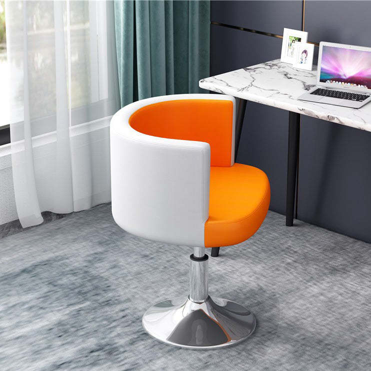 Scandinavian PU Leather Vanity Stool — Orange