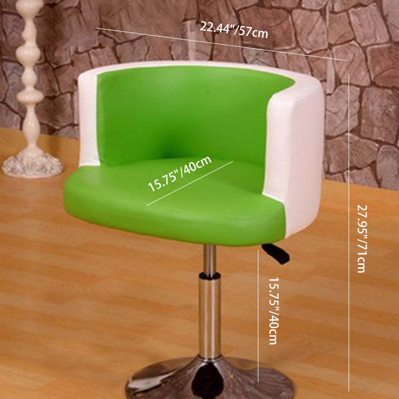 Scandinavian PU Leather Vanity Stool — Red + White