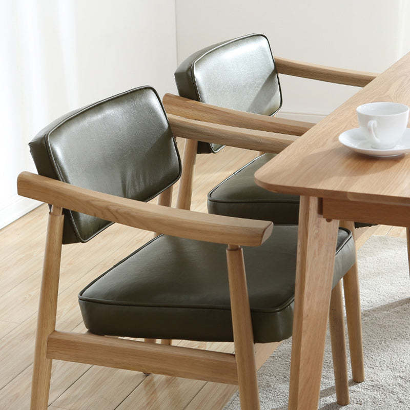 Nordic Wood PU Leather Dining Chair — Walnut Color / Blue
