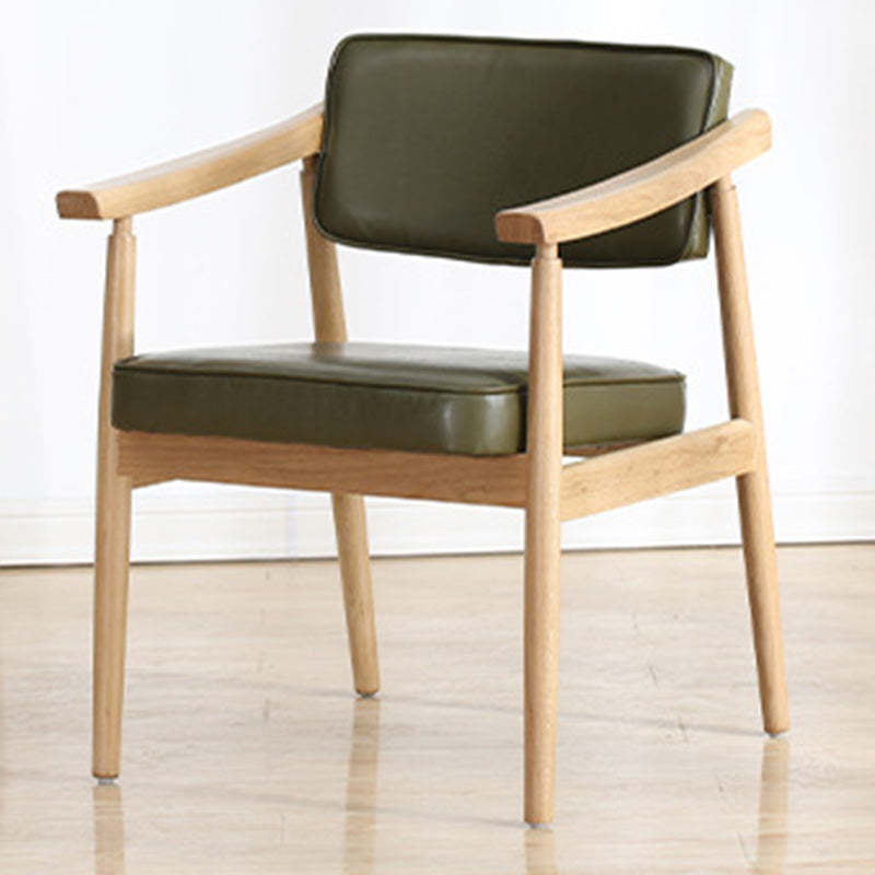 Nordic Wood PU Leather Dining Chair — Walnut Color / Brown