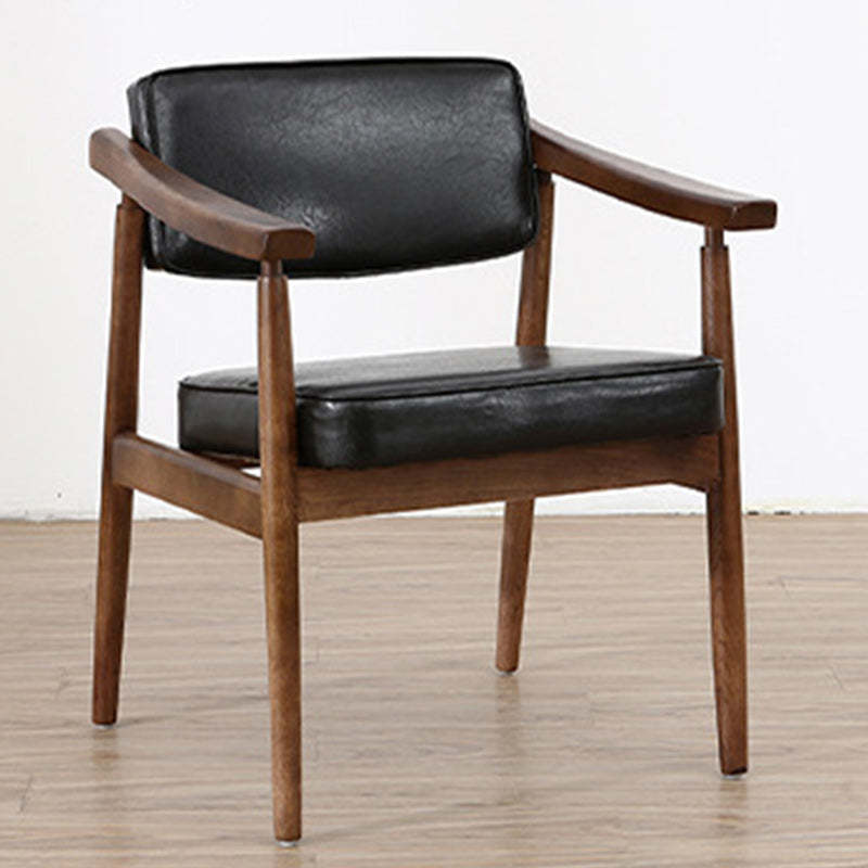 Nordic Wood PU Leather Dining Chair — Walnut Color / Gray